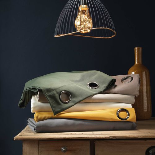 Lot De 2 Rideaux Spécial Petites Fenêtres à Oeillets 140 X 180 Cm – Uni Jaune – Essentiel