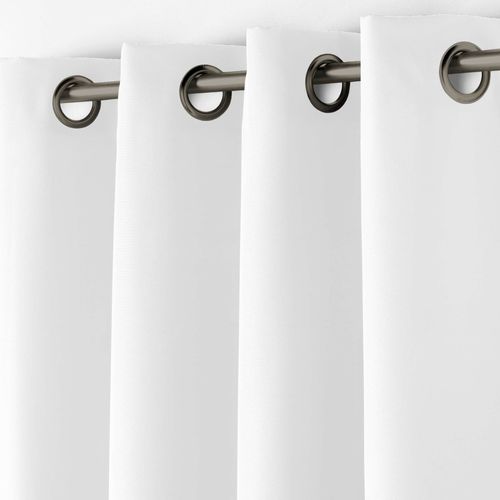 Lot De 2 Rideaux Spécial Petites Fenêtres à Oeillets 140 X 180 Cm – Uni Blanc – Essentiel