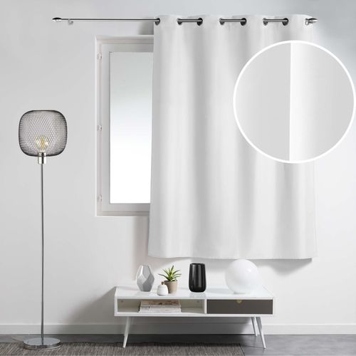 Lot De 2 Rideaux Spécial Petites Fenêtres à Oeillets 140 X 180 Cm – Uni Blanc – Essentiel