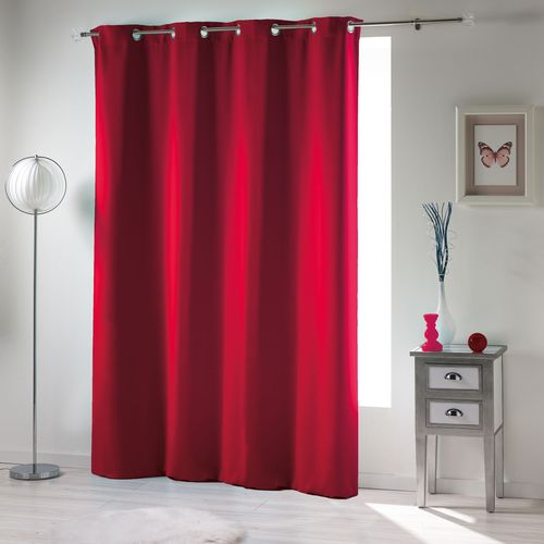 Lot De 2 Rideaux Occultant Grande Hauteur 135 X 280 Cm Rouge Carmin