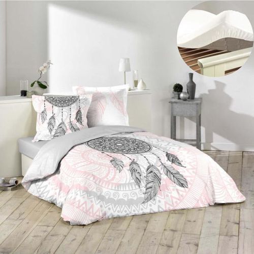 Ensemble Housse De Couette 220x240 Cm Namaste + Drap Housse 140x190 Blanc