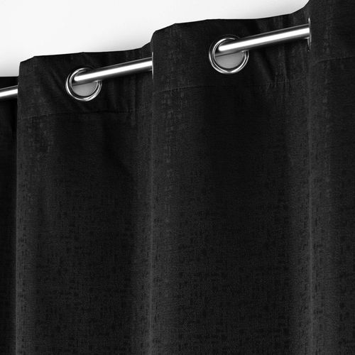 Lot De 2 Rideaux Thermiques 140 X 260 Cm – 100 % Occultants / Jacquard – Darko Noir
