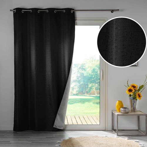Lot De 2 Rideaux Thermiques 140 X 260 Cm – 100 % Occultants / Jacquard – Darko Noir