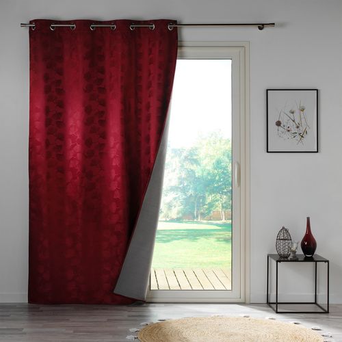 Lot De 2 Rideaux à Oeillets 140 X 260 Cm 100% Occultant/jacquard Lunella Bordeaux