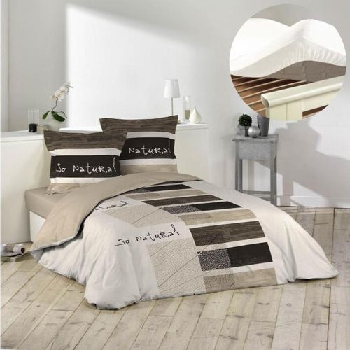 Pack Housse De Couette 220x240 Cm So Natural + Drap Housse 140x190 Blanc