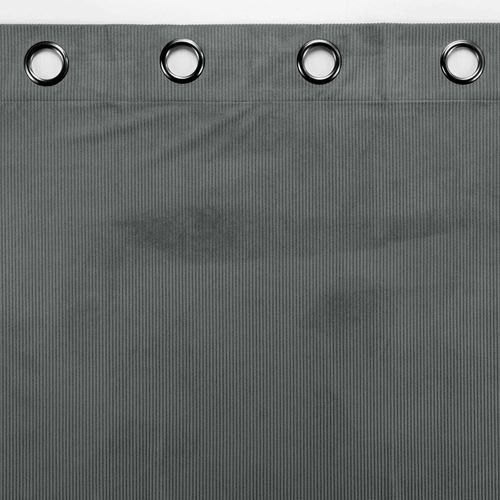 Lot De 2 Rideau à Oeillets 140 X 260 Cm Velours Côtelé Casual Anthracite