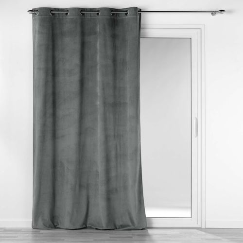 Lot De 2 Rideau à Oeillets 140 X 260 Cm Velours Côtelé Casual Anthracite