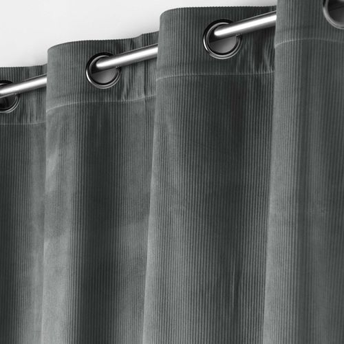 Lot De 2 Rideau à Oeillets 140 X 260 Cm Velours Côtelé Casual Anthracite
