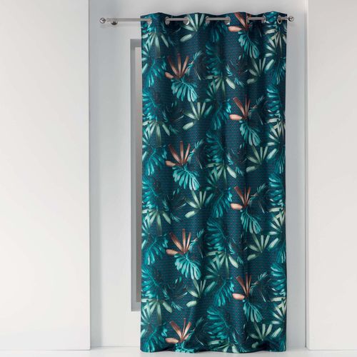 Paire De Rideaux Oeillets 140 X 260 Cm Polyester Blue Garden