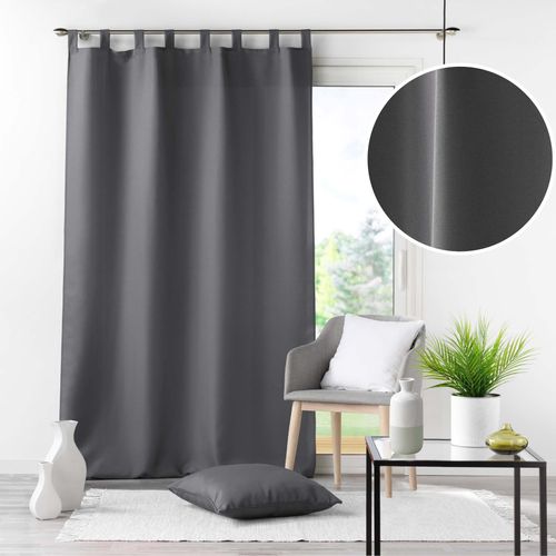 Lot De 2 Rideaux 140 X 260 Cm Unis à Passants Essentiel Béton