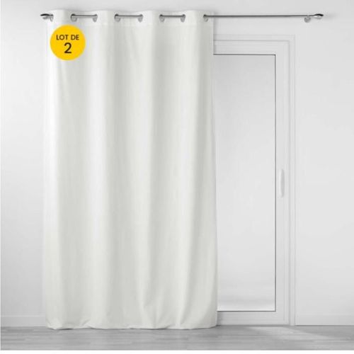 Lot De 2 Rideaux Tamisants à Oeillets 140 X 260 Cm – Velours Relief Velouriane Blanc