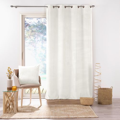 Lot De 2 Rideaux Tamisants à Oeillets 140 X 260 Cm – Velours Relief Velouriane Blanc