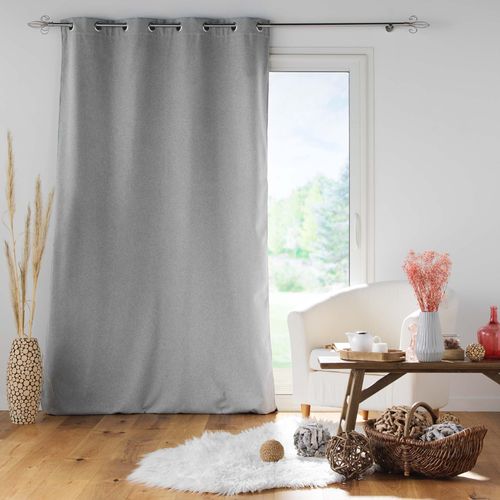 Lot De 2 Rideaux à Oeillets 140 X 260 Cm Doublé Polaire Isolant Jupiter Gris