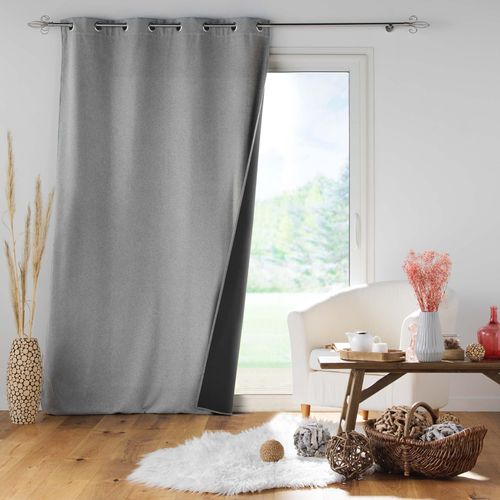 Lot De 2 Rideaux à Oeillets 140 X 260 Cm Doublé Polaire Isolant Jupiter Gris