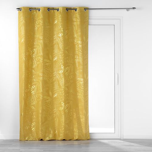 Lot De 2 Rideaux Tamisant à Oeillets 140 X 260 Cm Imprimé Métalillisé Belflor Jaune/or