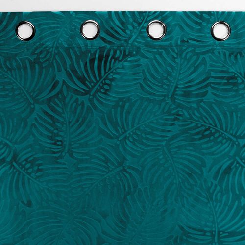 Rideau Occultant à Oeillets 140 X 240 Cm En Velours Relief Analia Pétrole