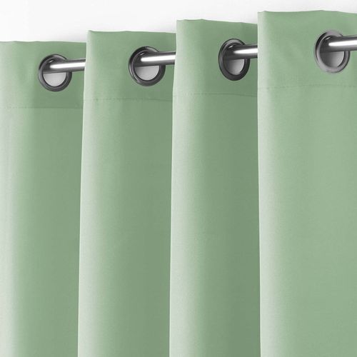 Lot De 2 Rideaux Spécial Petites Fenêtres à Oeillets 140 X 180 Cm – Uni Sauge – Essentiel