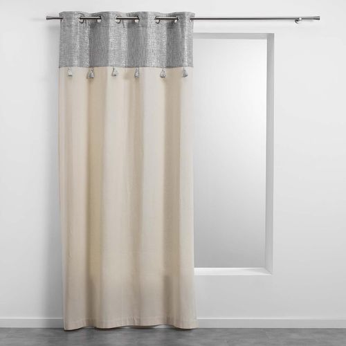 Lot De 2 Rideaux à Oeillets 140 X 240 Cm Polycoton + Haut Métallisé Sultan Argent