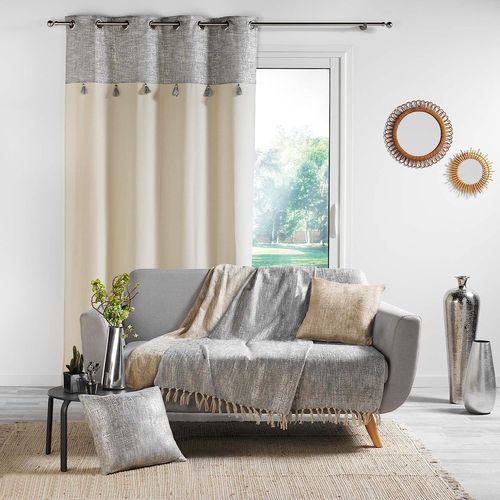 Lot De 2 Rideaux à Oeillets 140 X 240 Cm Polycoton + Haut Métallisé Sultan Argent