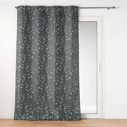 Lot De 2 Rideaux à Oeillets 140 X 260 Cm Polyester Appliqué Sakura Anthracite