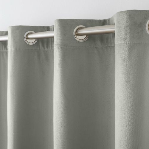 Lot De 2 Rideaux Isolants Thermiques à Oeillets 140 X 260 Cm – Velours Relief – Polarchic Gris