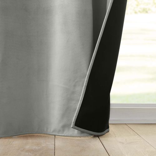 Lot De 2 Rideaux Isolants Thermiques à Oeillets 140 X 260 Cm – Velours Relief – Polarchic Gris