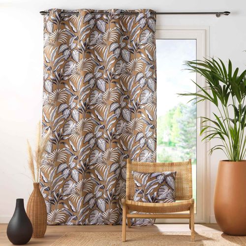 Lot De 2 Rideaux Tamisant 140 X 260 Cm Polyester Imprimé Cabana Camel