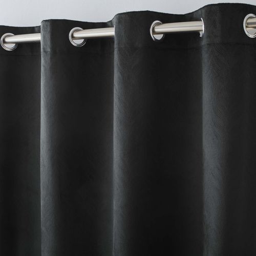 Lot De 2 Rideaux Occultant 140 X 260 Cm Velours Relief Shadow Noir