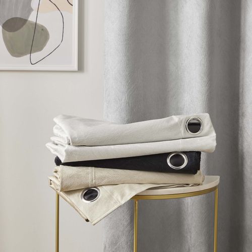 Lot De 2 Rideaux Occultant 140 X 260 Cm Velours Relief Shadow Noir