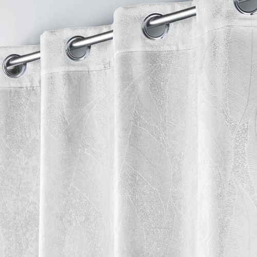 Lot De 2 Rideaux Occultant 135 X 240 Cm Imprimé Ton Sur Ton Mélodie Blanc
