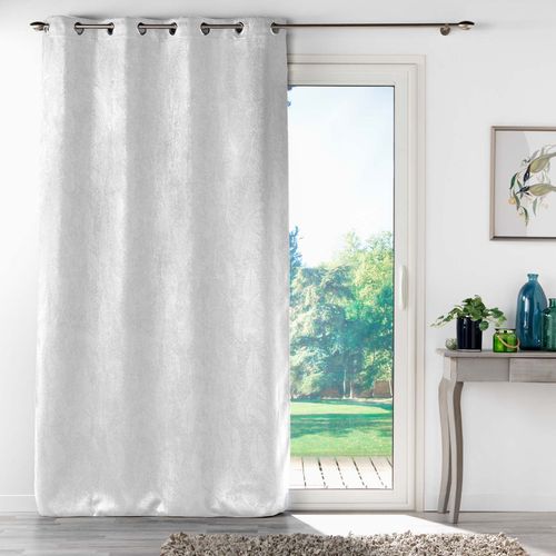 Lot De 2 Rideaux Occultant 135 X 240 Cm Imprimé Ton Sur Ton Mélodie Blanc