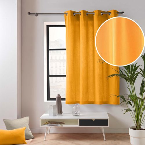 Lot De 2 Rideaux Petite Hauteur 135 X 180 Cm – Twily Jaune – Polycoton