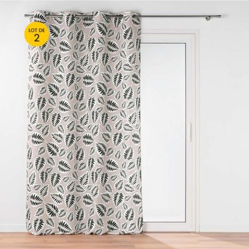 Lot De 2 Rideaux à Oeillets 140 X 260 Cm Polyester Imprimé Alma Noir