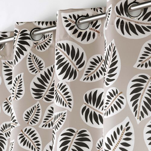 Lot De 2 Rideaux à Oeillets 140 X 260 Cm Polyester Imprimé Alma Noir