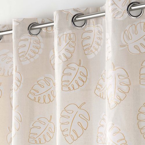 Lot De 2 Rideau Rideau à Oeillets 140 X 240 Cm Polycoton Imprimé Metallisé Evasion