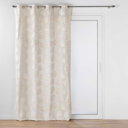 Lot De 2 Rideau Rideau à Oeillets 140 X 240 Cm Polycoton Imprimé Metallisé Evasion