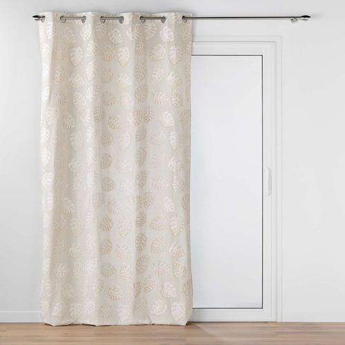 Lot De 2 Rideau Rideau à Oeillets 140 X 240 Cm Polycoton Imprimé Metallisé Evasion