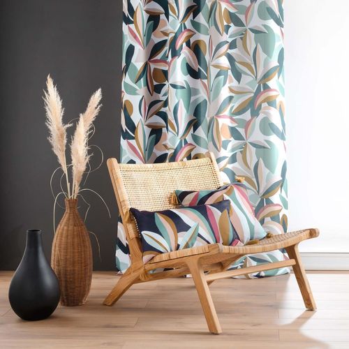 Lot De 2 Rideaux Grande Hauteur à Oeillets 140 X 280 Cm Polyester Imprime Lavinia