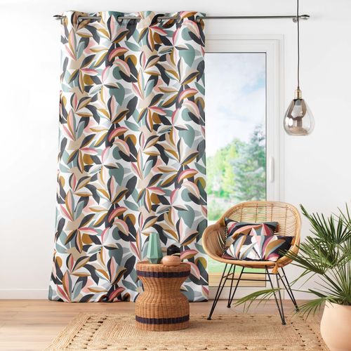 Lot De 2 Rideaux Grande Hauteur à Oeillets 140 X 280 Cm Polyester Imprime Lavinia