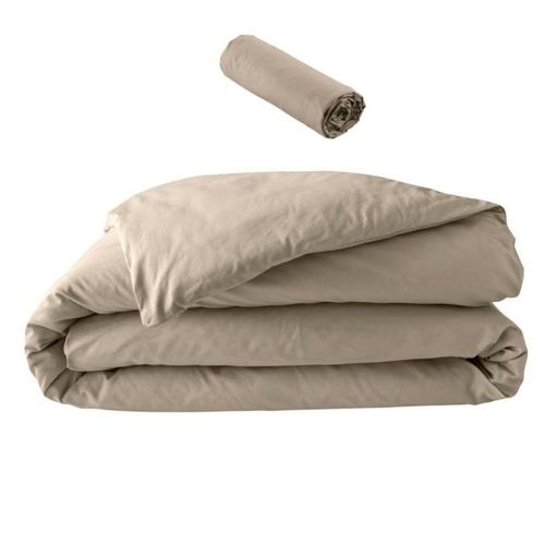 Pack Parure 260 X 240 Cm En Percale 78 Fils + Dh 160x200 Cm Sable
