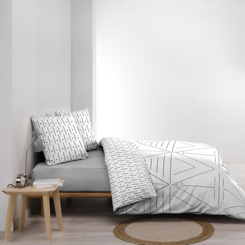 Pack 4 Pièces Housse De Couette 260 X 240 Cm Etna + 2 Taies + Drap Housse 160 Noir