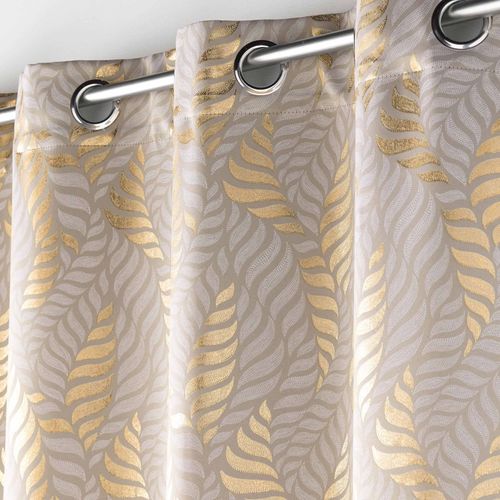 Lot De 2 Rideaux à Occultant 140 X 260 Cm à Oeillets Imprimé Métallisé Lyra Taupe