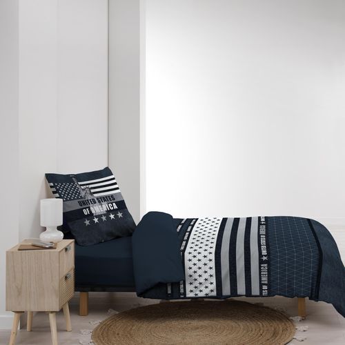 Housse De Couette Enfant 140 X 200 Cm + 1 Taie Coton 42 Fils Usa States