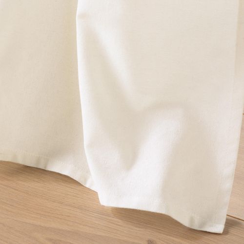 Lot De 2 Rideaux à Oeillets 140 X 240 Cm Poly-coton + Haut Tissé + Pompon Island