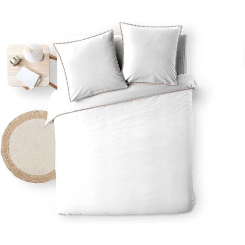 Douceur D'intérieur, Parure 3 Pièces (260 X 240 Cm) Noémie, Coton Finition Pompons