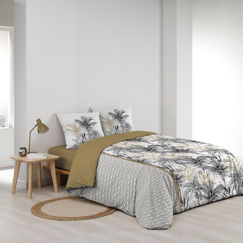 Pack Housse De Couette Dakar 240 X 220 Cm + Drap Housse 140x190 Cm Beige