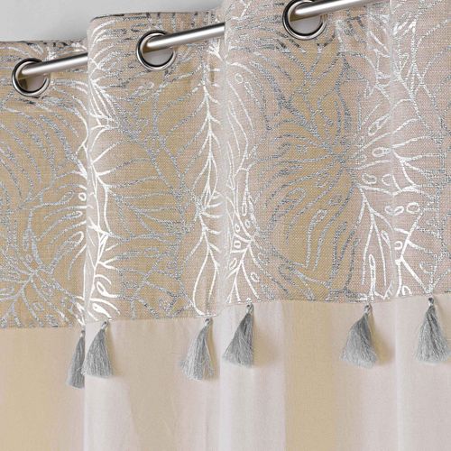 Lot De 2 Rideaux à Oeillets 140 X 240 Cm En Polycoton - Modèle Solea Argent