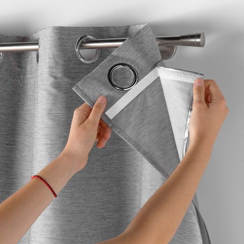 Rideau à Oeillets Avec Doublure Amovible (140 X 260 Cm) Coverline Anthracite, Thermique et 100%