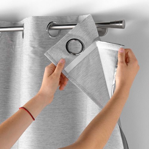 Lot De 4 Rideaux à Oeillets Avec Doublure Amovible (140 X 260 Cm) Coverline Gris, Thermiques et 100%