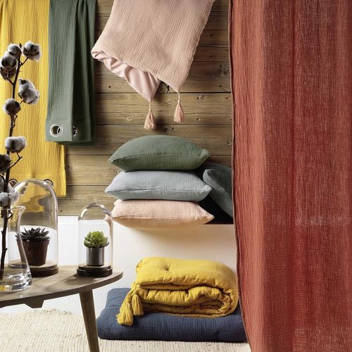 Parure De Lit 240 X 220 Cm En Gaze De Coton + 2 Taies  - Angelia Kaki